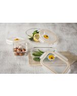 LocknLock LOCK & LOCK Ovenglass Heat Resistant Glass Round Food Storage Container with Glass, Bundle of 2