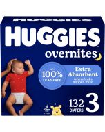 Huggies Size 3 Overnites Baby Diapers: Overnight 132 Ct, 28 lbs