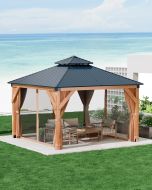 PeacefulHues 10x10 ft Wood Gazebo Wood 10x10