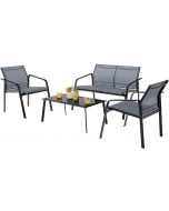 Tangkula 4 Pieces Patio Furniture Set Glass