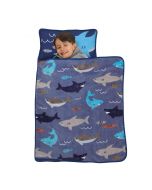Everything Kids Blue and Grey Shark Toddler Nap Mat with, Bundle of 2