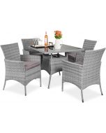 Best Choice Products 5-Piece Indoor Outdoor Wicker Dining Set Furniture Glass 5-Piece