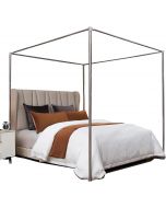 VELSKUD Canopy Bed Frame King Stainless Steel Wood Metal