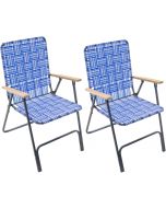 Garden Elements Folding Patio & Lawn Chairs – Steel Frame Wood Pack of 2