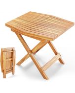 Melino Wooden Folding Outdoor Side Table 18x16x16 in Wood 18x16x16 in