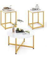 Giantex Round Nesting Table Set of Wood Metal 3-Piece, Set of 3