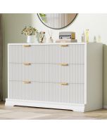 YESHOMY Fluted Dresser for Bedroom with 6 Drawers Wood Metal