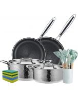 vivicreate 20 Piece Tri-Ply Stainless Steel Cookware Set Stainless Steel Nonstick Induction 20 Piece