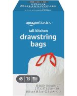 Visit the Store Tall Kitchen Drawstring Trash Bags 45 Count, 13 Gallon, Bundle of 5