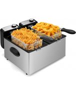 Pukomc Electric Double Deep Fryer with 2 Baskets & Stainless Steel Electric 3L