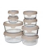 Selection Set of Glass Containers with Lids 16 Pieces