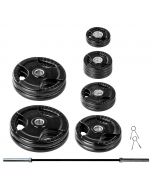 Lifeline Olympic Rubber-Coated Weight Plates Set with Bar