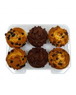 Selection Freshly Baked Assorted Vanilla and Chocolate Muffins 6 Units