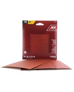 Ace 4-1/2 in. L x 4-1/2 in. W 150 Grit Fine Aluminum Oxide Sandpaper 5 pk