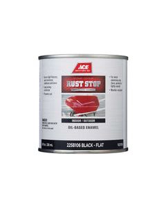 Ace Rust Stop Indoor / Outdoor Flat Black Oil-Based Enamel Rust Preventative Paint 1/2 pt