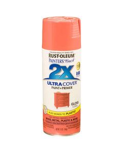 Rust-Oleum Painter's Touch 2X Ultra Cover Gloss Coral Paint+Primer Spray Paint 12 oz