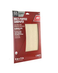 Ace 11 in. L X 9 in. W Assorted Grit Aluminum Oxide Sandpaper 5 pk