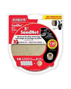 Diablo SandNet 5 in. Aluminum Oxide Hook and Lock Sanding Disc 120 Grit Fine 10 pk