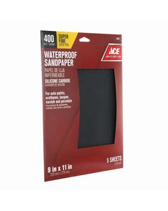 Ace 11 in. L X 9 in. W 400 Grit Silicon Carbide Waterproof Sandpaper 5 pk