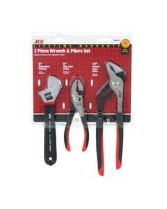 Ace 3 pc Nickel Chrome Steel Plier and Wrench Set 6/8/10 in. L