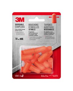 3M 32 dB Soft Foam Earplugs Orange 8 pair