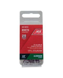 Ace 1/8 in. D X 1/8 in. Aluminum Rivets Silver 25 pk
