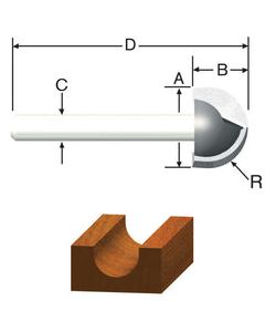 Vermont American 1/2 in. D X 1/2 in. X 1-3/8 in. L Carbide Tipped Core Box Router Bit