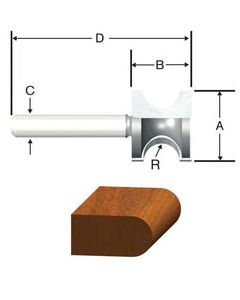 Vermont American 1 in. Dia. x 3/16 in. x 2-1/8 in. L Carbide Tipped Bull Nose Router Bit