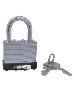 ProSource Laminated Padlock With Bumper, 1-1/2 In, 4 Pins, Hardened Steel Shackle, Galvanized Steel