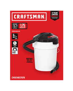 1.75 PEAK HP** POWERHEAD BUCKET HEAD WET/DRY VAC