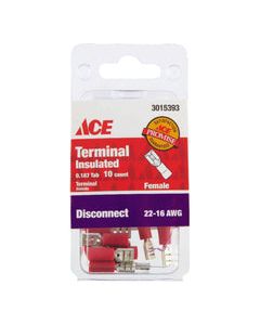 Ace 22-16 AWG Insulated Female Disconnect Red 10 pk