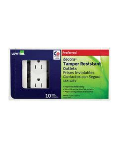 Leviton Decora 15 amps 125 V Duplex White Outlet 5-15R 10 pk