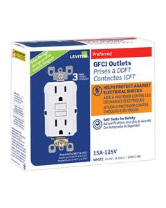 Leviton SmartlockPro 15 amps 125 V Duplex White GFCI Outlet 5-15R 3 pk