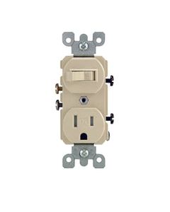 Leviton 15 amps 125 V Ivory Combination Switch/Outlet 5-15R 1 pk