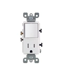 Leviton Decora 15 amps 125 V White Combination Switch/Outlet 5-15 R 1 pk