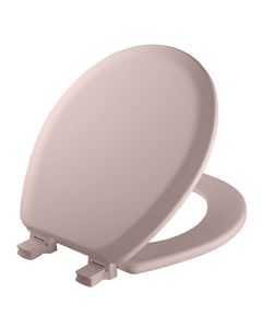 Mayfair Never Loosens Round Pink Molded Wood Toilet Seat