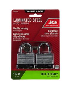 Ace 1-5/16 in. H X 1-1/2 in. W X 7/8 in. L Steel Double Locking Padlock Keyed Alike