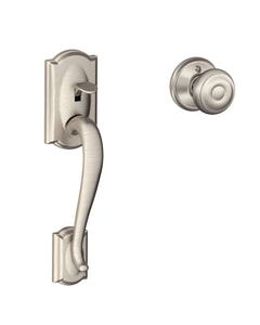 Schlage Camelot Satin Nickel Deadbolt and Entry Door Knob 1.75 in.