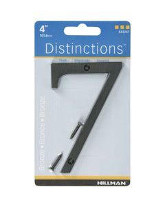Hillman Distinctions 4 in. Bronze Zinc Die-Cast Screw-On Number 7 1 pc
