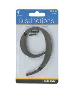 Hillman Distinctions 4 in. Bronze Zinc Die-Cast Screw-On Number 9 1 pc