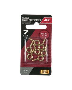 Ace 7/64 in. D X 3/4 in. L Polished Brass Screw Eye 30 lb. cap. 7 pk