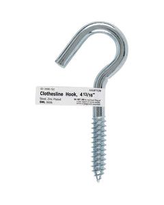 Hampton Small Zinc-Plated Silver Steel 4.8125 in. L Clothesline Hook 300 lb 1 pk