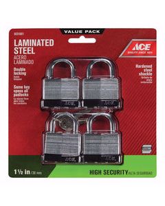 Ace 1-5/16 in. H X 1-9/16 in. W X 1-1/2 in. L Steel Double Locking Padlock Keyed Alike