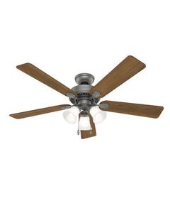 Swanson 52 inch Matte Silver with Autumn Walnut/Natural Wood Blades Ceiling Fan
