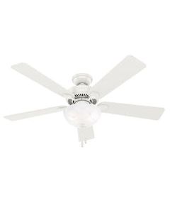 Swanson 52 inch Fresh White with Fresh White/Natural Wood Blades Ceiling Fan