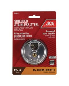 Ace 2-3/4 in. H X 2-3/4 in. W X 1-1/16 in. L Stainless Steel 4-Pin Cylinder Shrouded Padlock