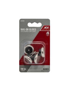 Ace Silver 7/8 in. Nail-On Nickel/Nylon Chair Glide 4 pk