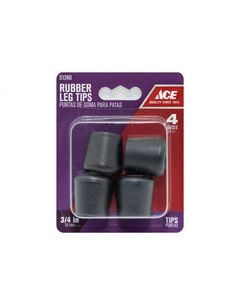 Ace Rubber Leg Tip Black Round 3/4 in. W 4 pk