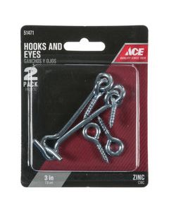 Ace 3 in. L Steel Gate Hooks 1 pk