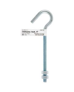 Hampton Medium Zinc-Plated Silver Steel 6 in. L Clothesline Bolt Hook 160 lb 1 pk